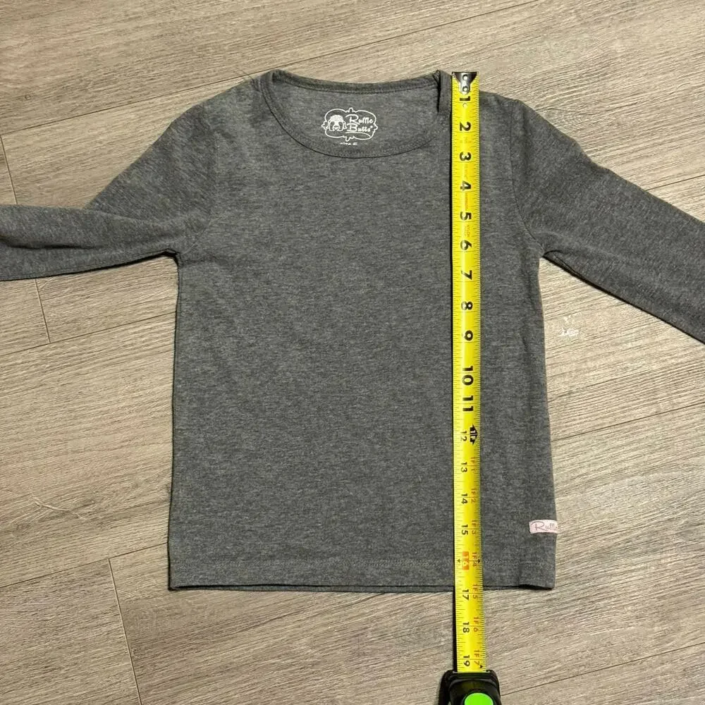 Ruffle Butts Girls Gray Long Sleeve Top Size 5 Ruffle Cuff Tee Shirt